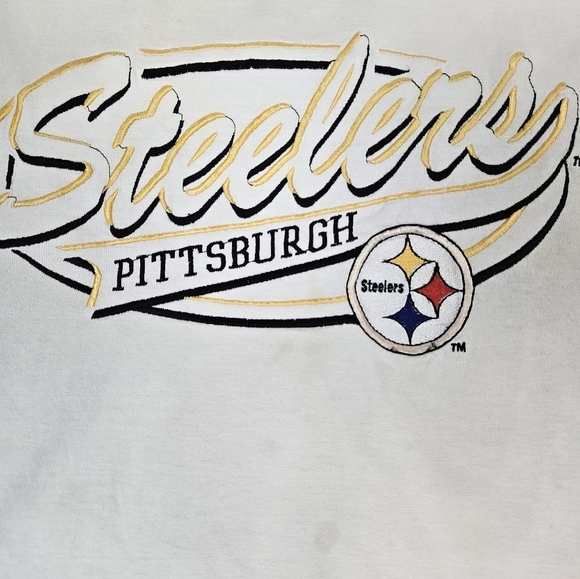 Vintage Logo Athletic Embroidered Pittsburgh Steelers Tee-Shirt Size‎ Medium Q47 - Picture 4 of 12